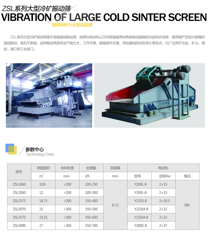 ZSL系列大型冷矿振动筛
